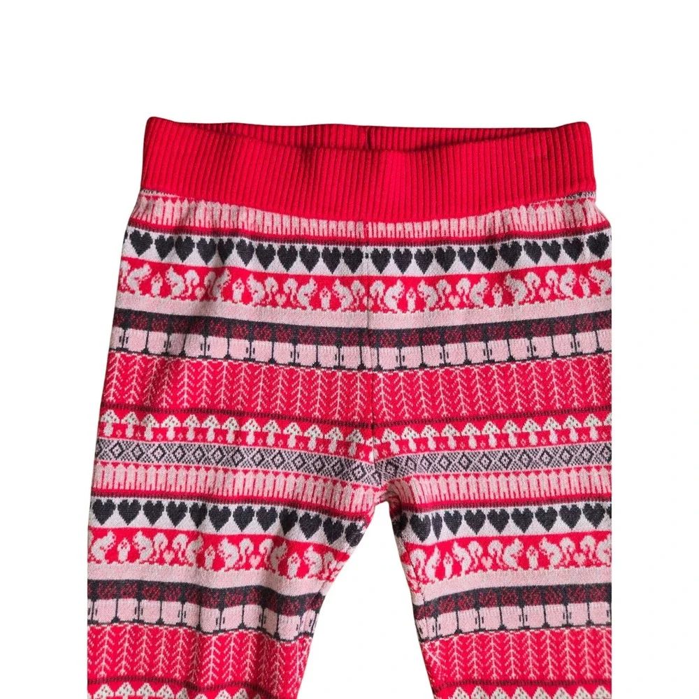 Free People FaLaLa Leggings Red Combo Fair Isle Knit S Cozy Christmas Nordic Ski